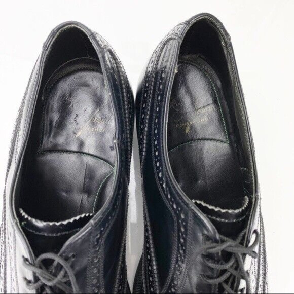 VTG Florsheim Imperial Men Oxford Long Wingtip Size 8 E Black Leather Dress Shoe main image 6